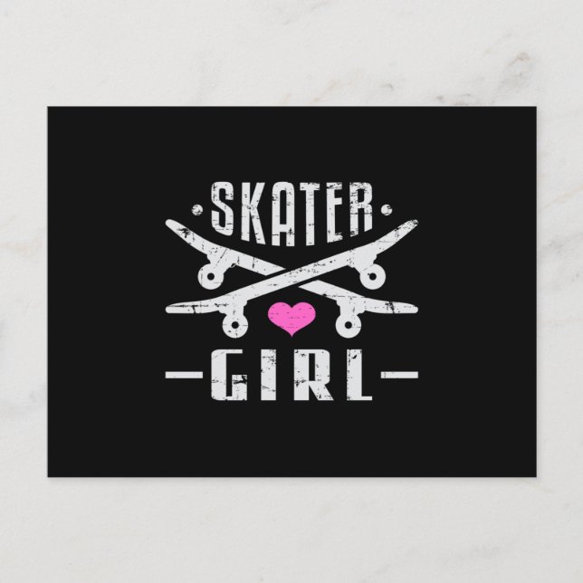 Skater Girl Skateboard Skating Sk8 Skate Gift Idea Vykort (Framsida)