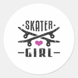 Skater Girl Skateboard Skating Sk8 Skate Gift Runt Klistermärke