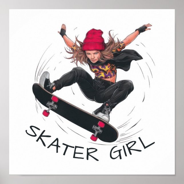 Skater Girl Skateboarding Poster (Framsidan)