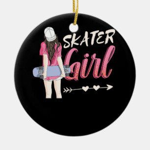 Skater Girl Skateboarding Skateboard Skattning Julgransprydnad Keramik