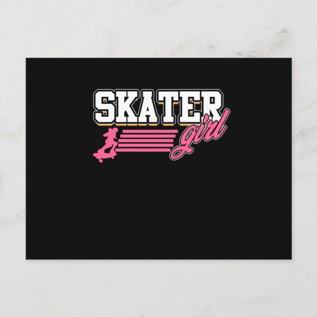 Skater Girl Skateboarding Skateboarder Skateboard Inbjudan Vykort (Framsida)