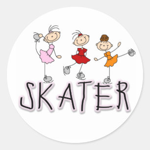 Skater Girl Stick figurer Sticker Runt Klistermärke