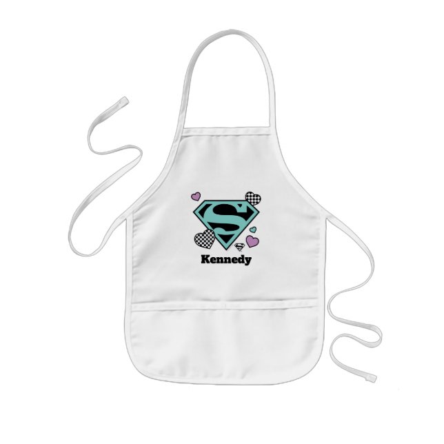 Skater Girl Supergirl Hearts S-Shield Barnförkläde (Framsidan)