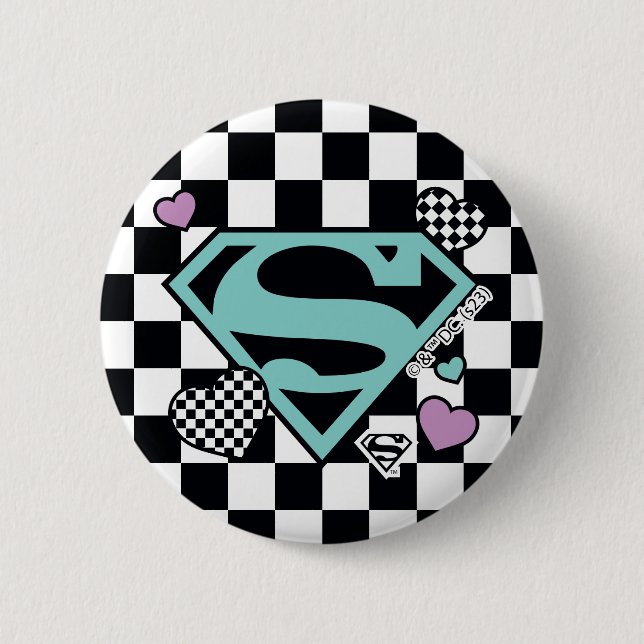 Skater Girl Supergirl Hearts S-Shield Knapp (Framsida)