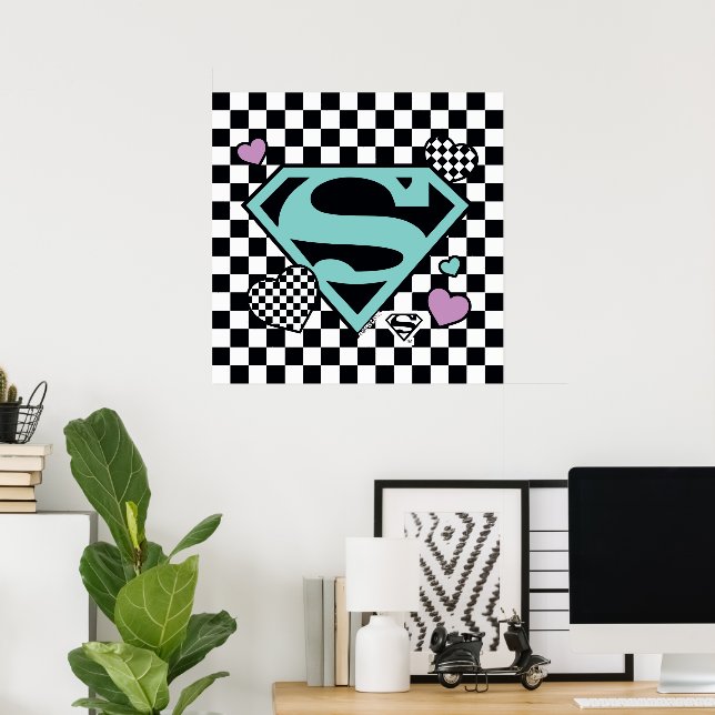Skater Girl Supergirl Hearts S-Shield Poster (Hemmakontoret)