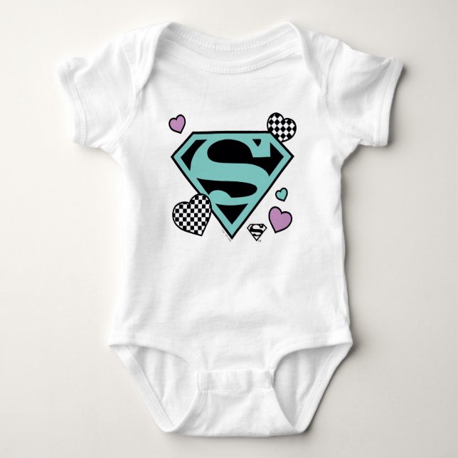 Skater Girl Supergirl Hearts S-Shield T Shirt (Framsida)
