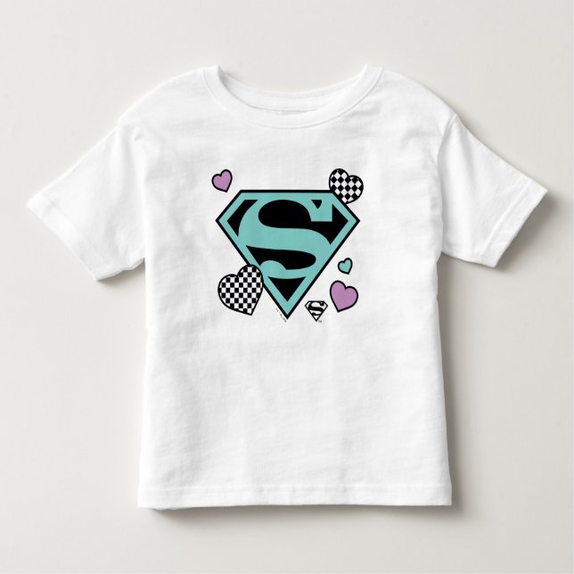 Skater Girl Supergirl Hearts S-Shield T Shirt (Framsida)