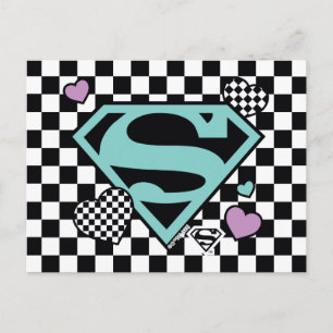 Skater Girl Supergirl Hearts S-Shield Vykort