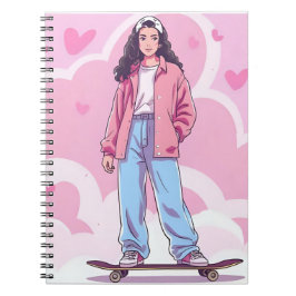 Skater Girl Vibes - Pastel Aesthetic Collage Anteckningsbok