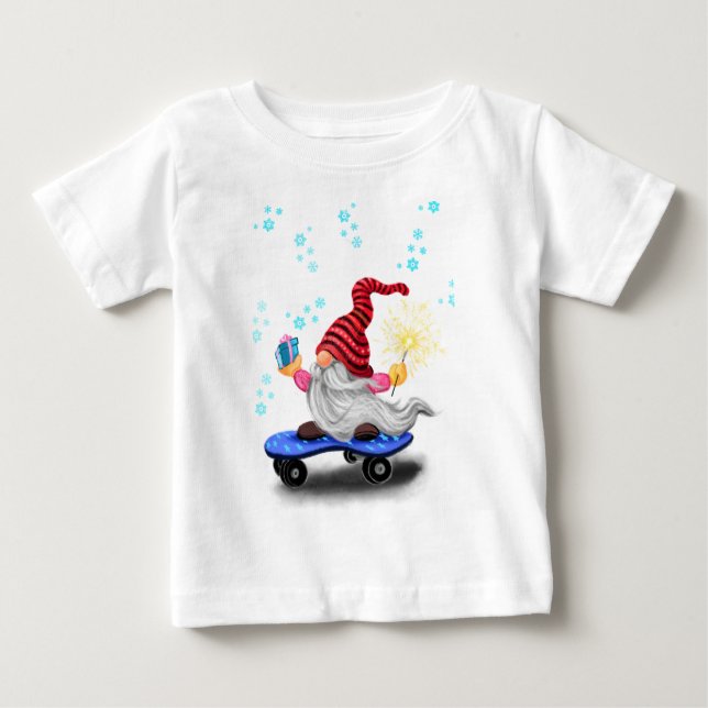 Skater Gnome jul Baby T-Shirt (Framsida)