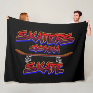 Skater Gonna Skate Skateboard Red Blue Graffiti Fleecefilt