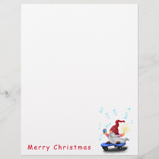 Skater jultomte med Gift Letterhead Brevhuvud (Baksida)
