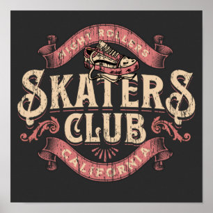 Skater klubb, nödlidande california emblem T-Shirt Poster