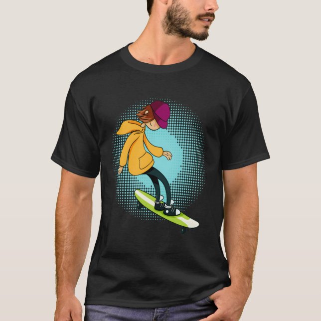 Skater med Roligt Coola Skateboarding Gift for ska T Shirt (Framsida)