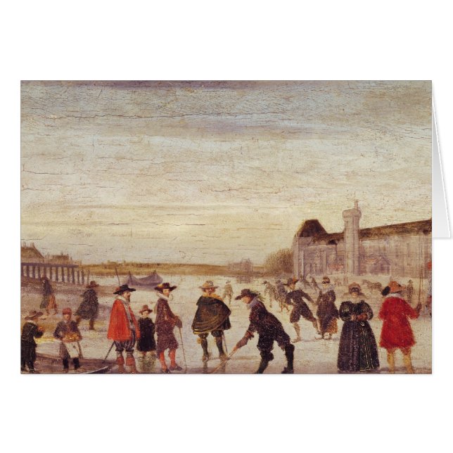 Skater på Seinen i 1608 Hälsningskort (Framsidan Horizontal)