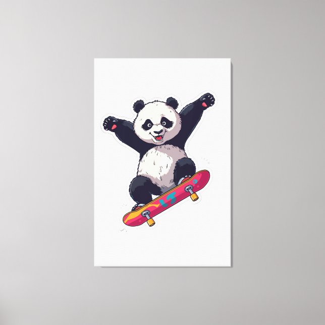 Skater Panda Canvas – Skateboarding Panda Wall Art (Framsida)