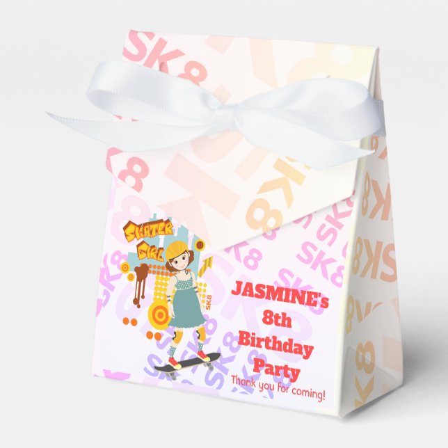 Skater Park Roligt Girl Födelsedagsfest Presentaskar (Framsidan Sidan)
