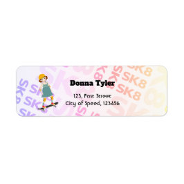 Skater Park Roligt Girl Födelsedagsfest Returadress Etikett
