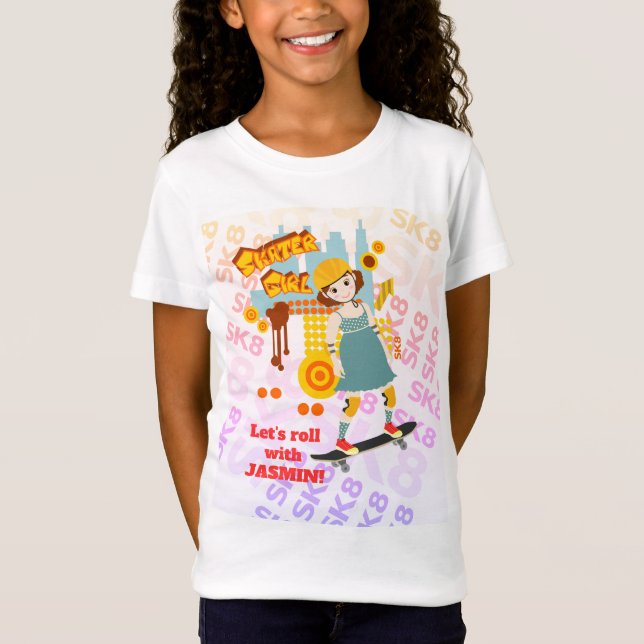 Skater Park Roligt Girl Födelsedagsfest T Shirt (Framsida)