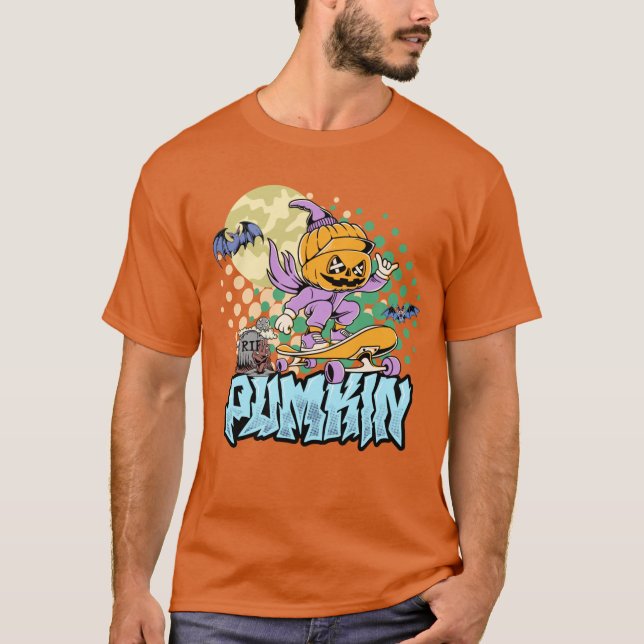 Skater Pumpkin | Manar Halloween T-Shirt (Framsida)
