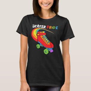 Skater Rainbow Cartoon Rullskridsko Pride T-Shirt