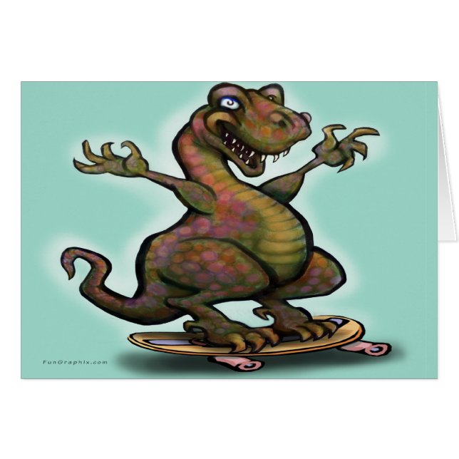 Skater Saurus Rex Hälsningskort (Framsidan Horizontal)
