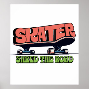 Skater Shred the Road – Retro 70-tal Skateboarding Poster