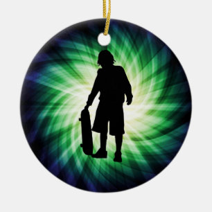 Skater; Skateboard Julgransprydnad Keramik