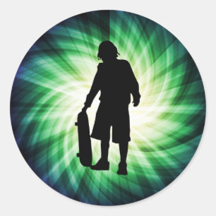 Skater; Skateboard Runt Klistermärke