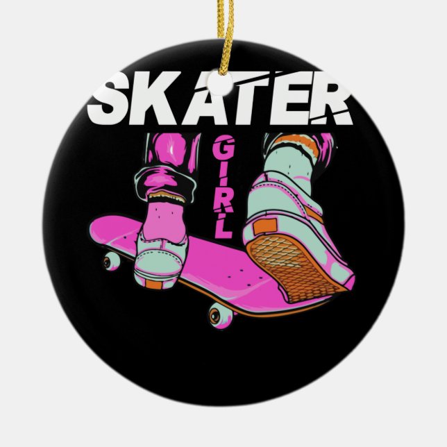 Skater Skateboard Skateboarding for Girls Julgransprydnad Keramik (Framsidan)