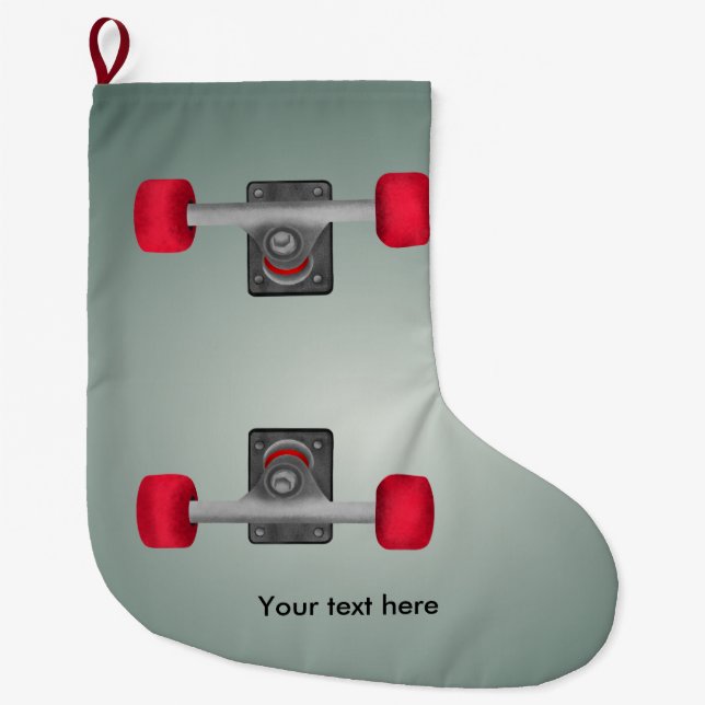 Skater Skateboard Skateboarding Hjul och Lastbilar Stor Julstrumpa (Framsidan)