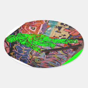 Skater/Skateboarder-påhängare Ovalt Klistermärke