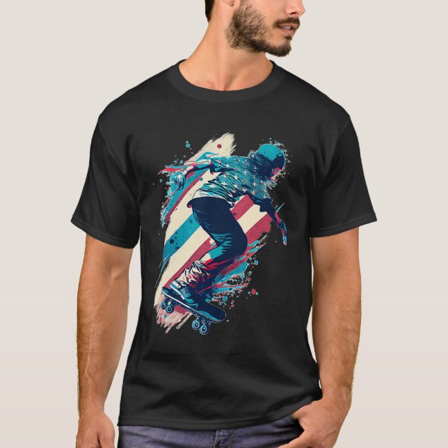 Skater Skateboarding Helmet Gear Skateboard USA Fl T Shirt (Framsida)