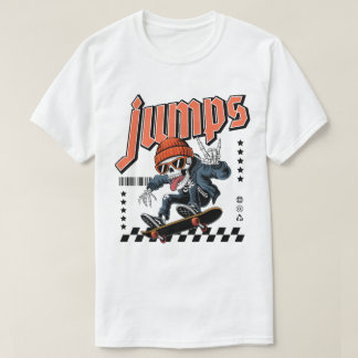 Skater Skeleton "Jumps" Street Stil Graphic T Shirt