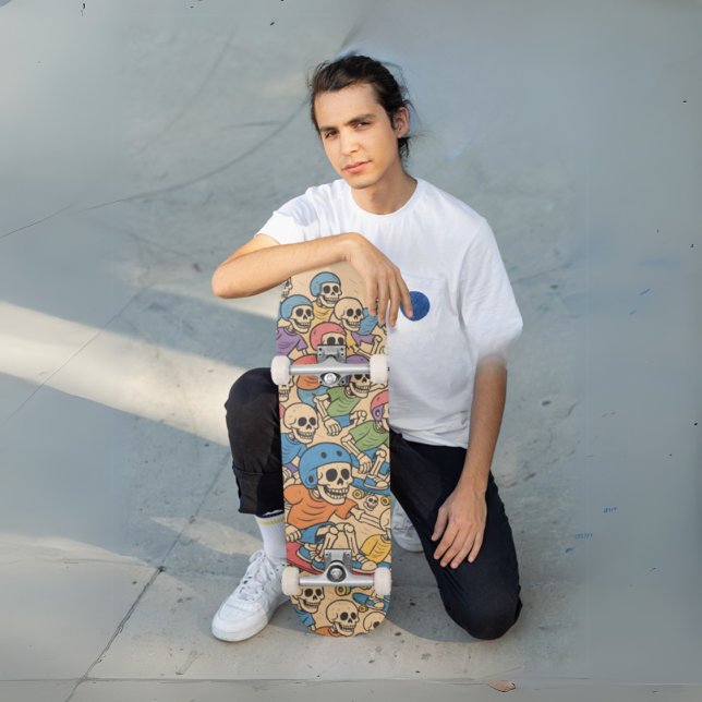 Skater Skeletons Färgfull Tecknad Skullbesättning Mini Skateboard Bräda 18,5 Cm (Skater Skeletons Colorful Cartoon Skull Crew Skateboard)
