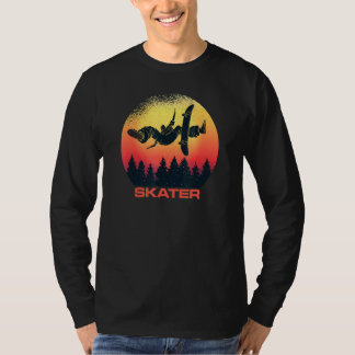 Skater Solnedgång Retro Distressed Vintage Stil Sk T Shirt
