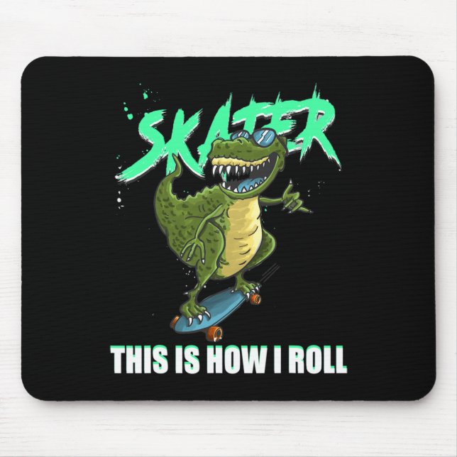 Skater T-Rex Dinosaur Så här rullar jag Skateboard Musmatta (Framsidan)