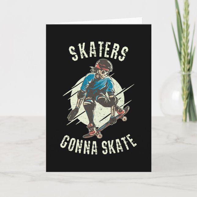 Skater till Skate Skeleton Skateboarder Kort (Framsida)