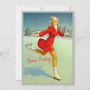 Skater Waltz Retro-Anpassningsbarna för julkort, V Julkort