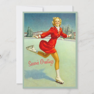 Skater Waltz Retro-Anpassningsbarna för julkort, V Julkort