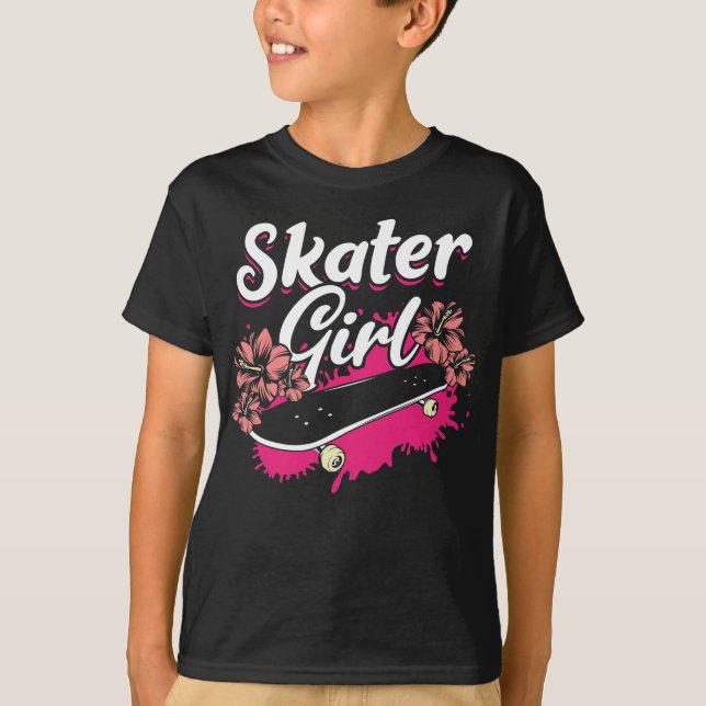 Skaterna Flicka Skateboard Kärlek Girl T Shirt (Framsida)