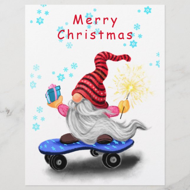 Skaterna Gnome med gåvor Brevhuvud (Baksida)