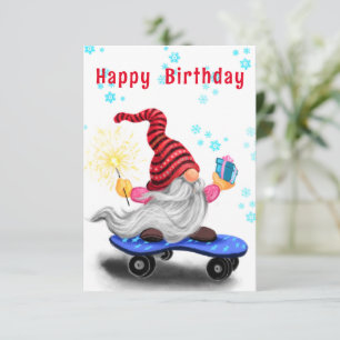 Skaterna Gnome med gåvor på juldagskort