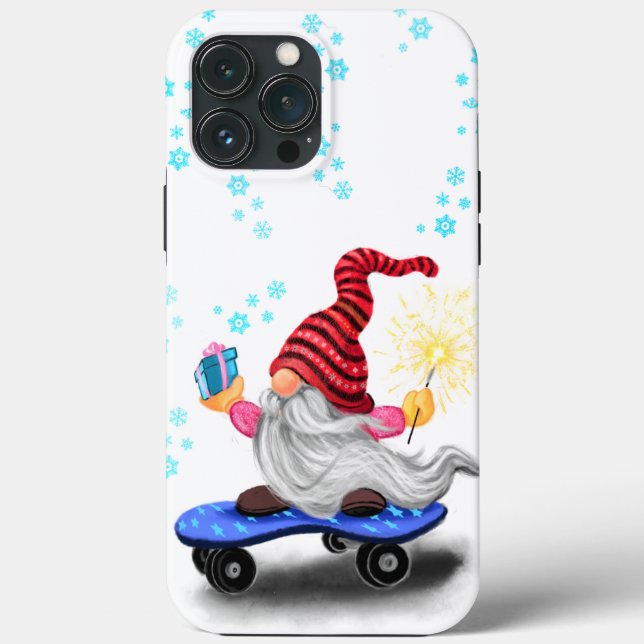 Skaterna Gnome vid julklapp iphone case Gnome med  (Baksida)