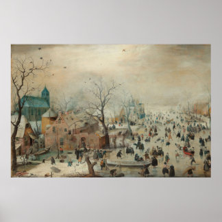 Skaterna Winter Ligcape Ice av Hendrick Averläger Poster