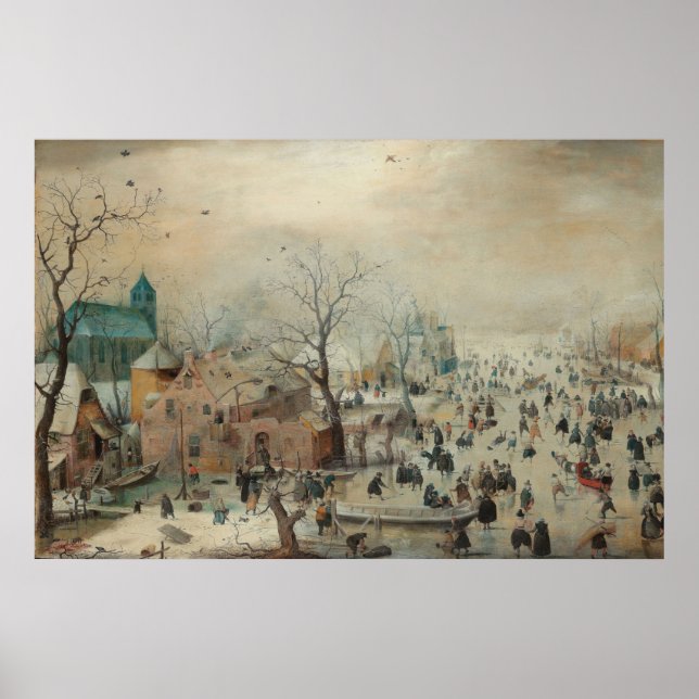Skaterna Winter Ligcape Ice av Hendrick Averläger Poster (Framsidan)