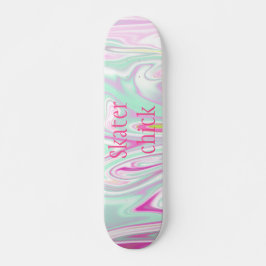Skaternas Chick | Rosa Marble Mönster Girls Mini Skateboard Bräda 18,5 Cm
