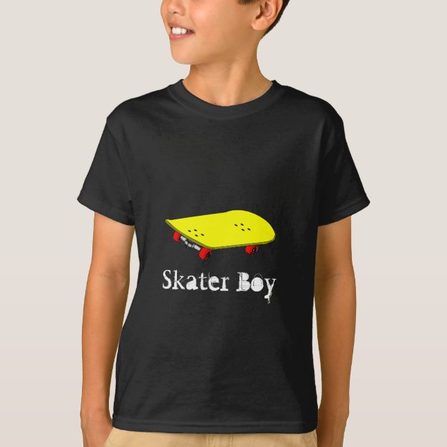 Skaternas pojkslogan med skateboard för coola gult t shirt (Framsida)