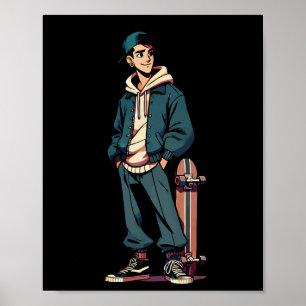 Skaterpojke – Grunge Skateboard Grafisk Design Poster