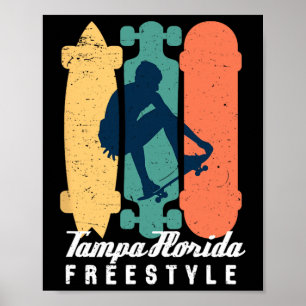 Skaterpojke Tampa Florida Vintage Retro Gatu Skate Poster
